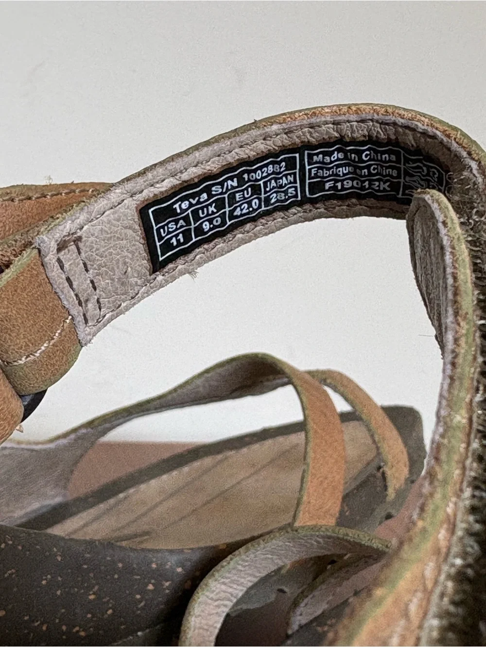Teva Cabrillo Cross Strap Tan Leather Wedge Sandals US Size 11